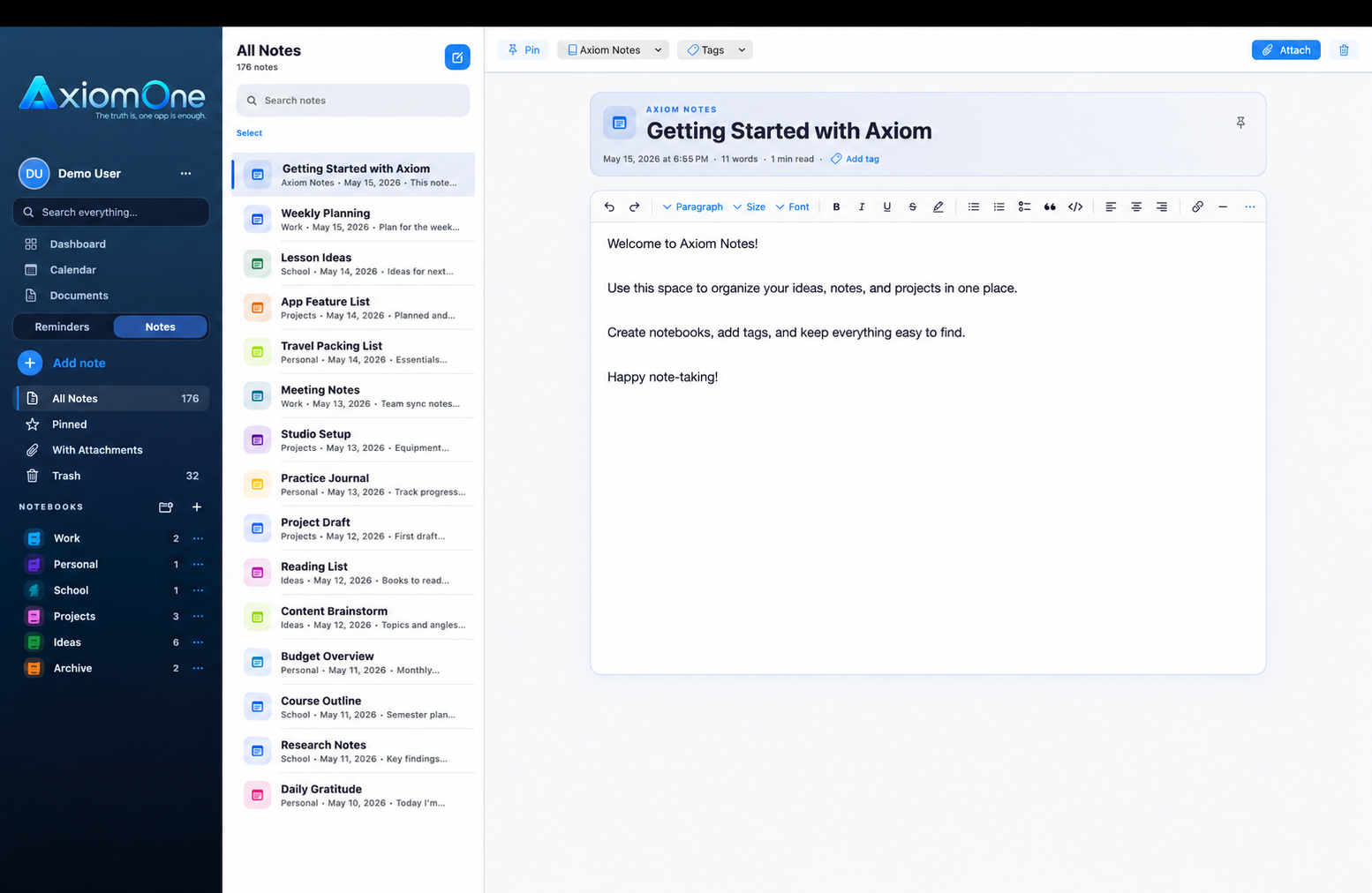 AxiomOne Notes on macOS